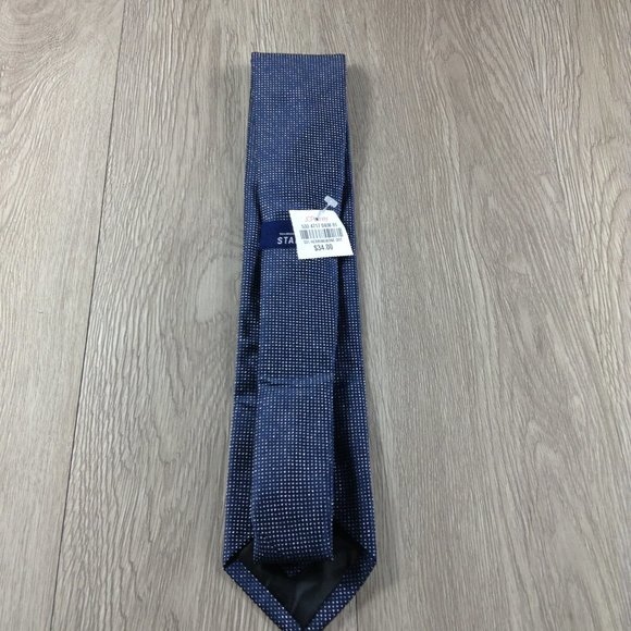 Stafford Navy Metallic Polka Dot Tie - Picture 3 of 3